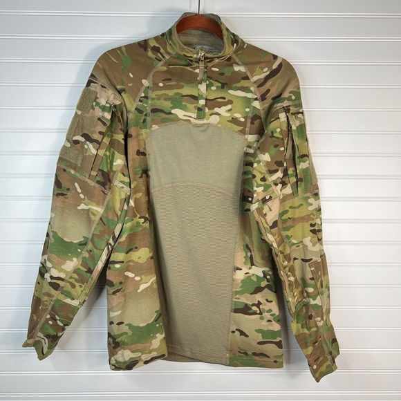 Army Combat Camo FR Shirt Small Padded Elbows Patchable Sleeves Military - Picture 1 of 13